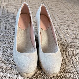 NEW J. Crew Seville Espadrille Wedges in Metallic Gold Canvas - Size 9